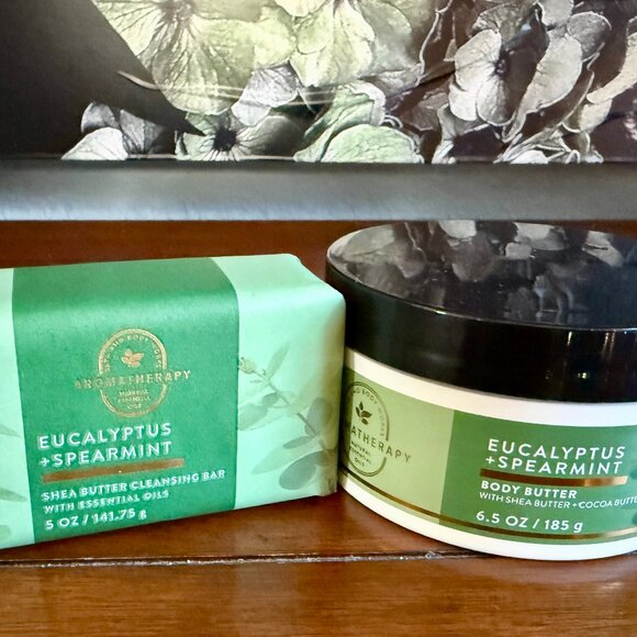 NEW 2-Pc Eucalyptus + Spearmint Shea Butter Cleansing Bar & Body Butter by BBW - Picture 3 of 3